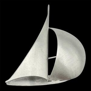 Beau Sterling Silver Vintage Sailboat Brooch Lapel Pin
